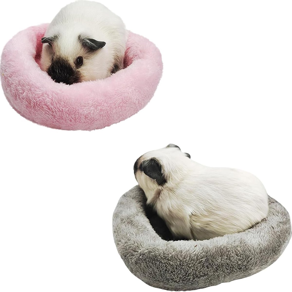 Set van 2 Knuffelige Bedden voor Kleine Dieren, 14/20 cm, Zacht en Pluizig Nest voor Hamsters, Cavia's en Egels - Wasbaar en Comfortabel