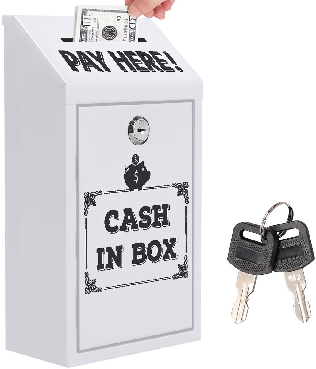 Spaarpot met Sleutel - 14,5 x 7,5 x 26 cm - Met slot en bevestigingsschroeven