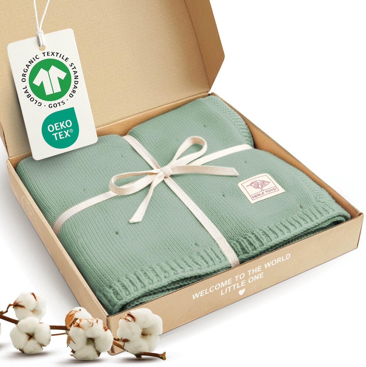 Babydeken van 100% biologisch katoen - Oeko-Tex gecertificeerd - Groen