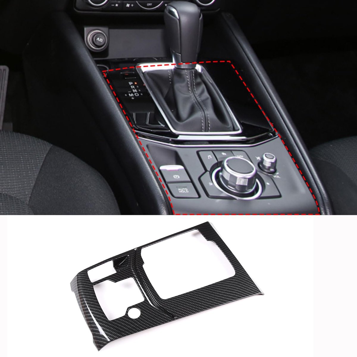Carbon Fiber Gear Shift Panel Cover voor Mazda CX-5 2017-2022 - ABS Kunststof