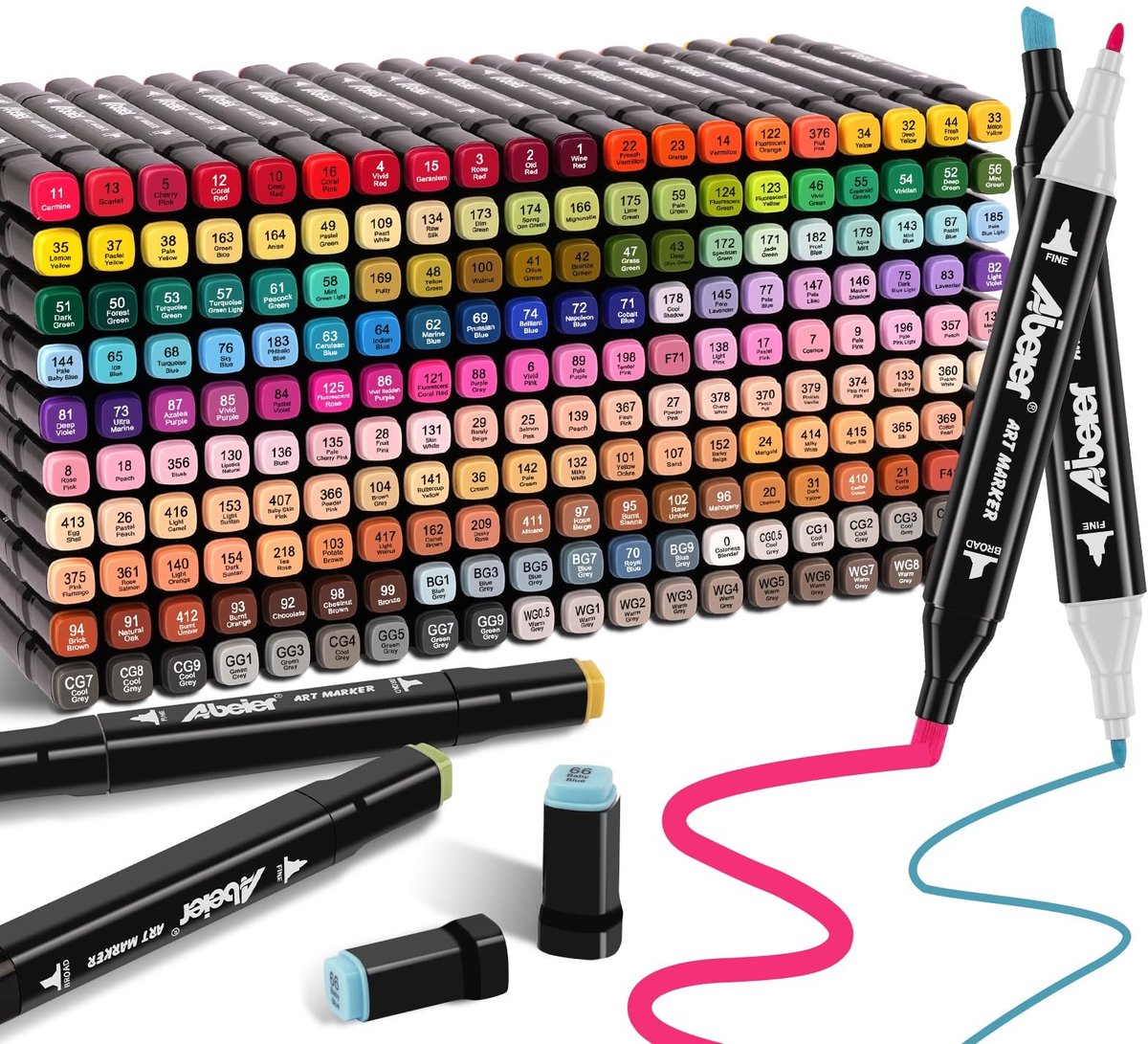 Alcohol Markers - 204 Kleuren met Dubbele Punt