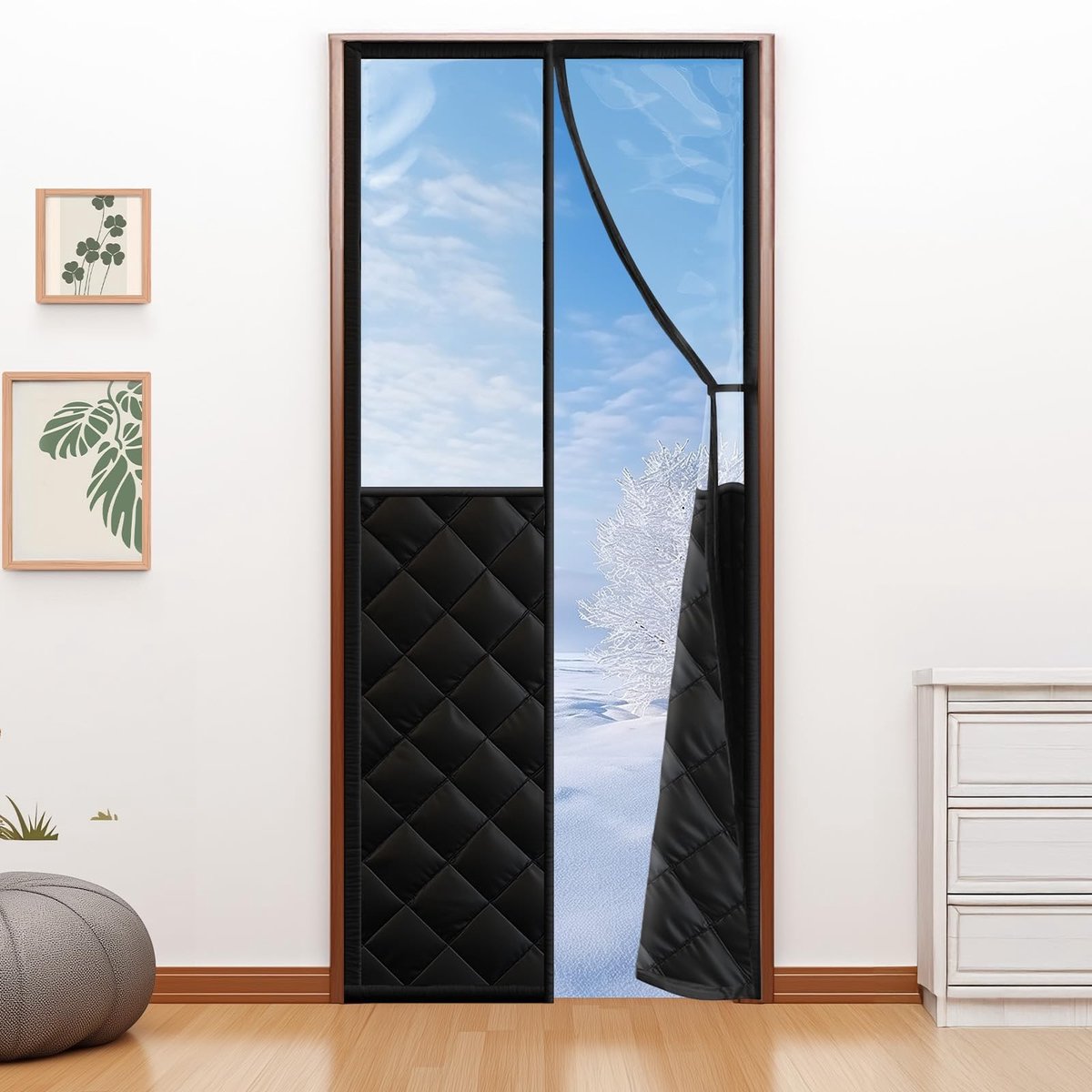 Magnetisch Thermisch Gordijn - Isolatie en Winddicht - Zwart 100 x 220 cm