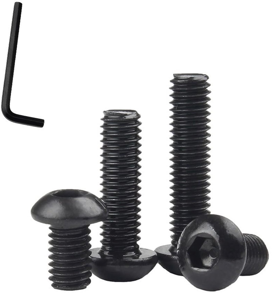 M4 Hexagon Socket Schroeven van Zwart Koolstofstaal met Ronde Kop en Inbussleutel voor Machines en Doe-Het-Zelf Projecten, M4*30mm, Verpakking van 20 Stuks, Duurzaam en Sterk