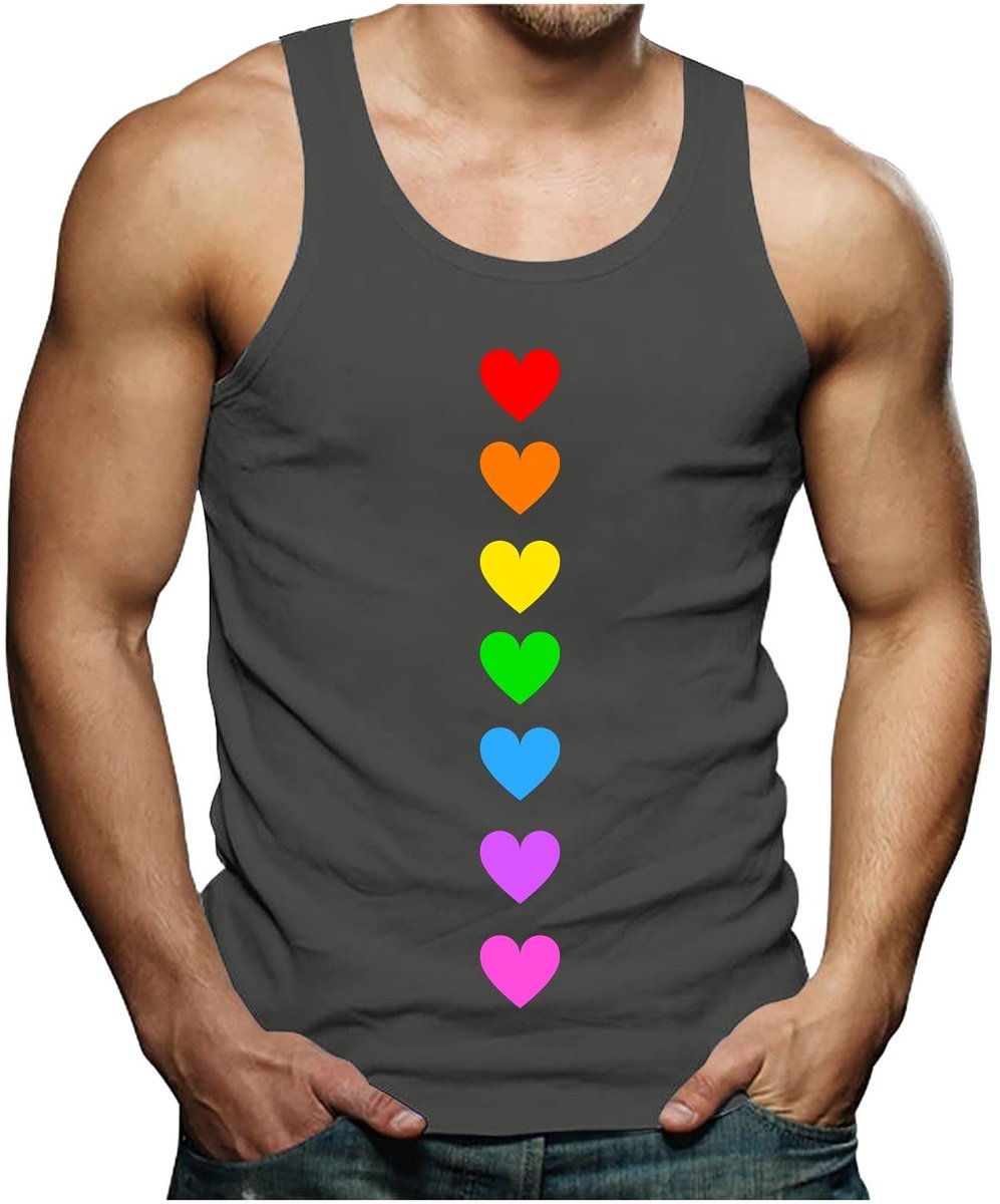 Heren Tanktop met Regenboogprint - Ademend en Casual - Donkergrijs