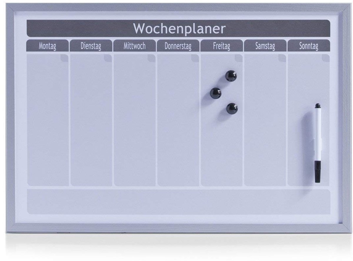 Weekplanner - Magnetisch - Aluminium Grijs - 60 x 40 cm