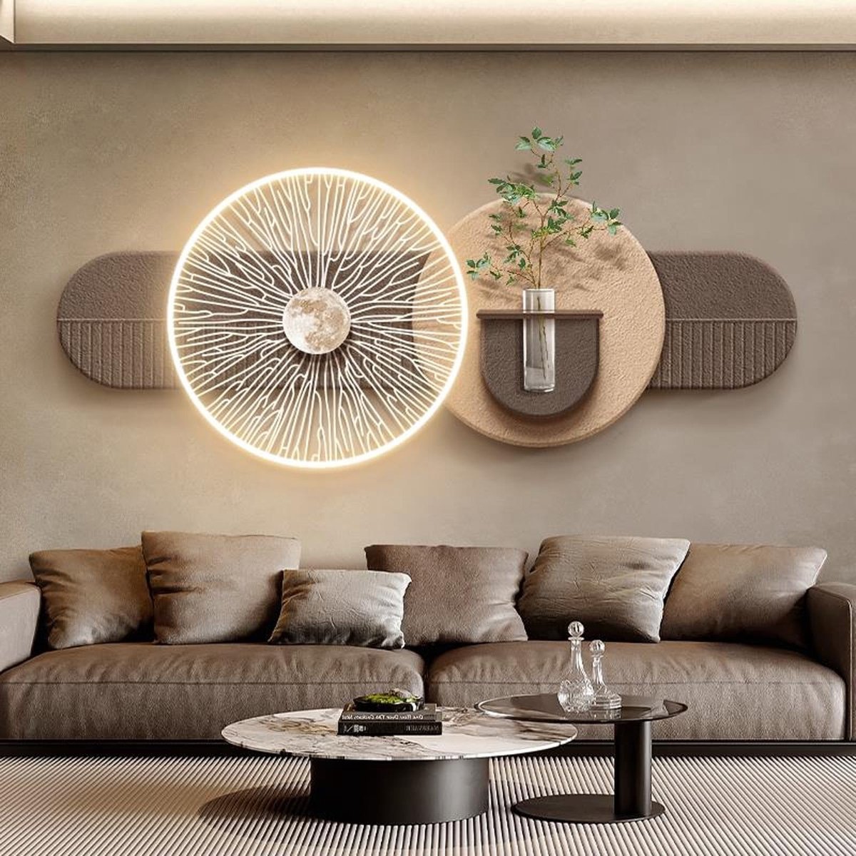 3D Wanddecoratie met LED Licht - Zandsteen Ontwerp