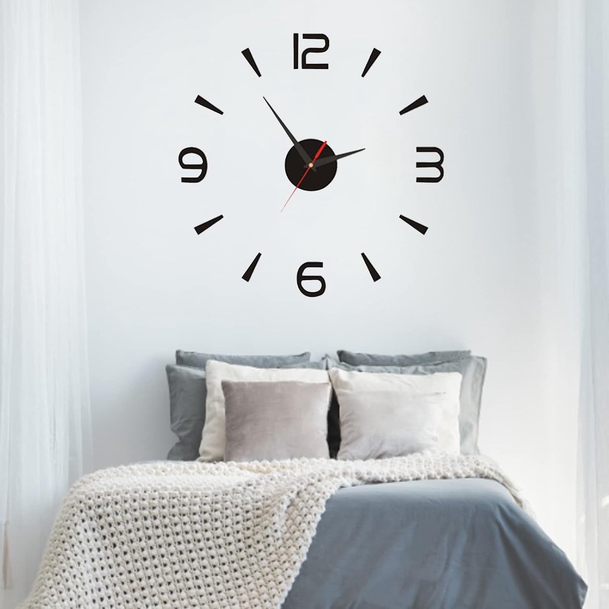 Moderne DIY Acryl Vrijstaande 3D Wandklok voor Woonkamer en Slaapkamer - Zwarte Klok 40cm, Decoratie en Tijdweergave