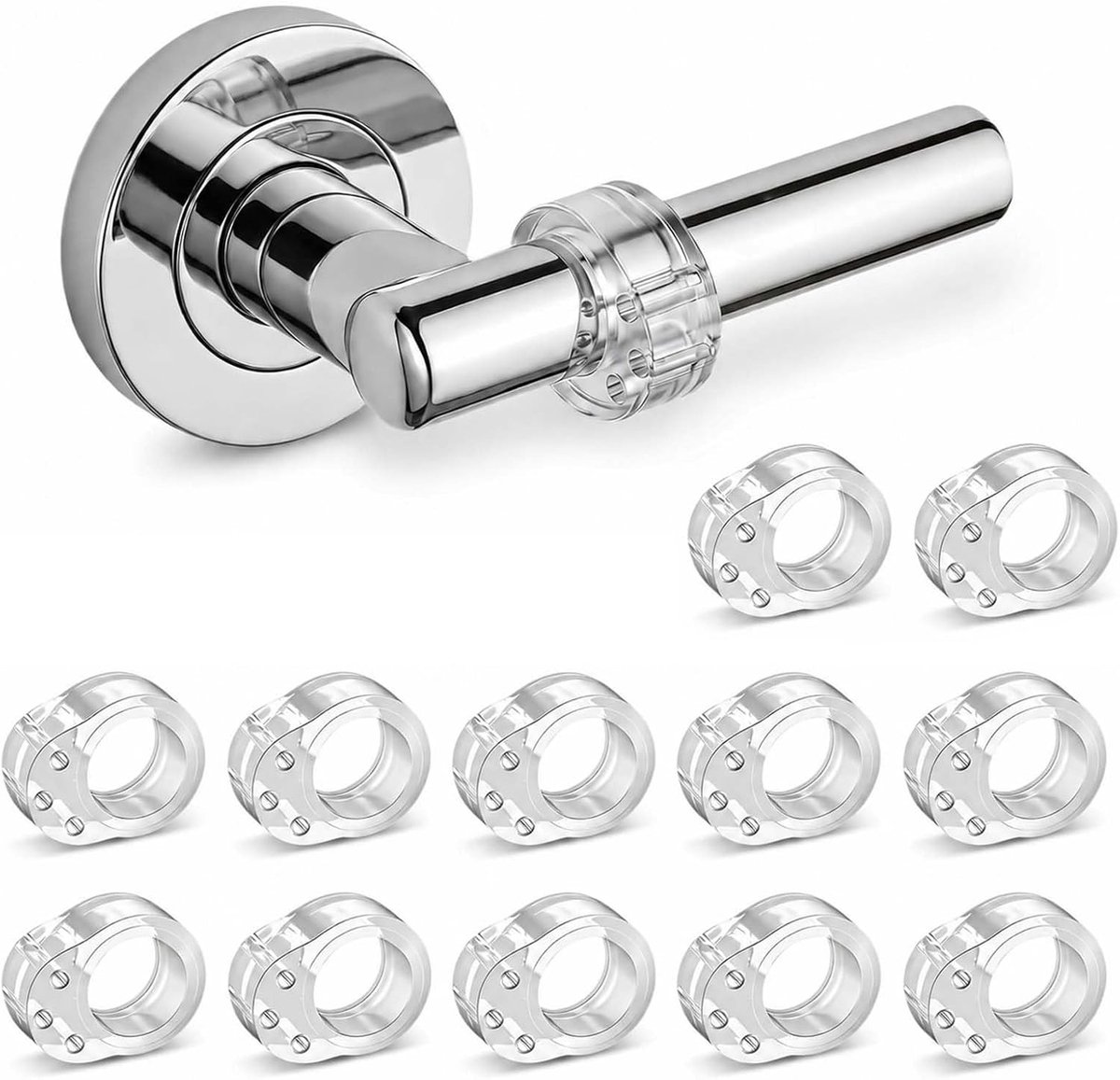 Transparante Deurklinkbufferset, Deurstopper en Klinkbescherming voor Wand en Raam (12, O-vorm) - Ideaal voor Veiligheid en Bescherming