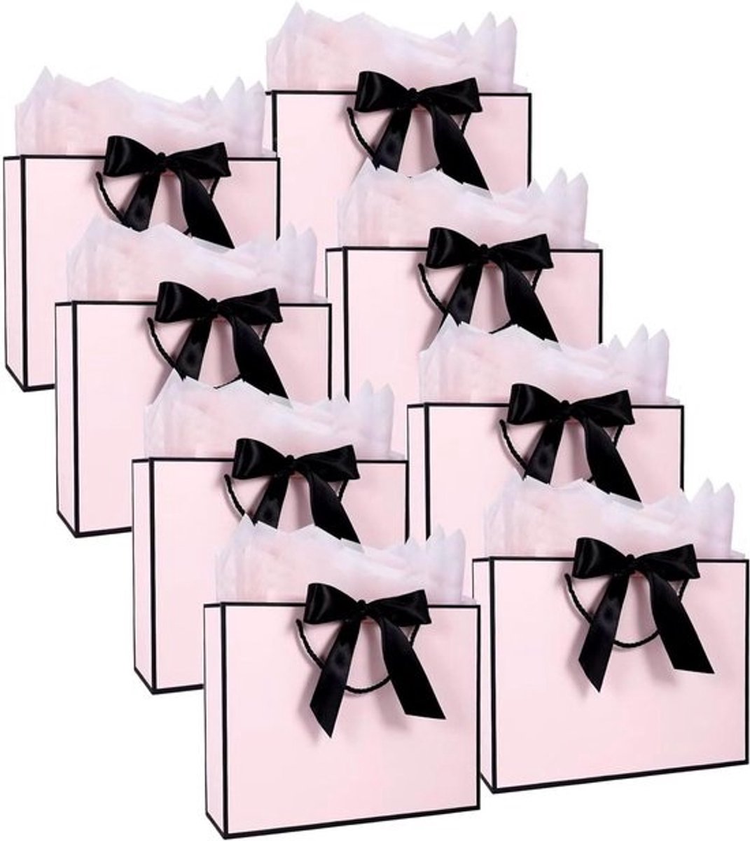 Geschenkzakken met Tissuepapier - Cadeautasjes Feestzakken - Cadeaus Inpakken - Stevig Karton Ontwerp - 32 x 25 x 10 cm