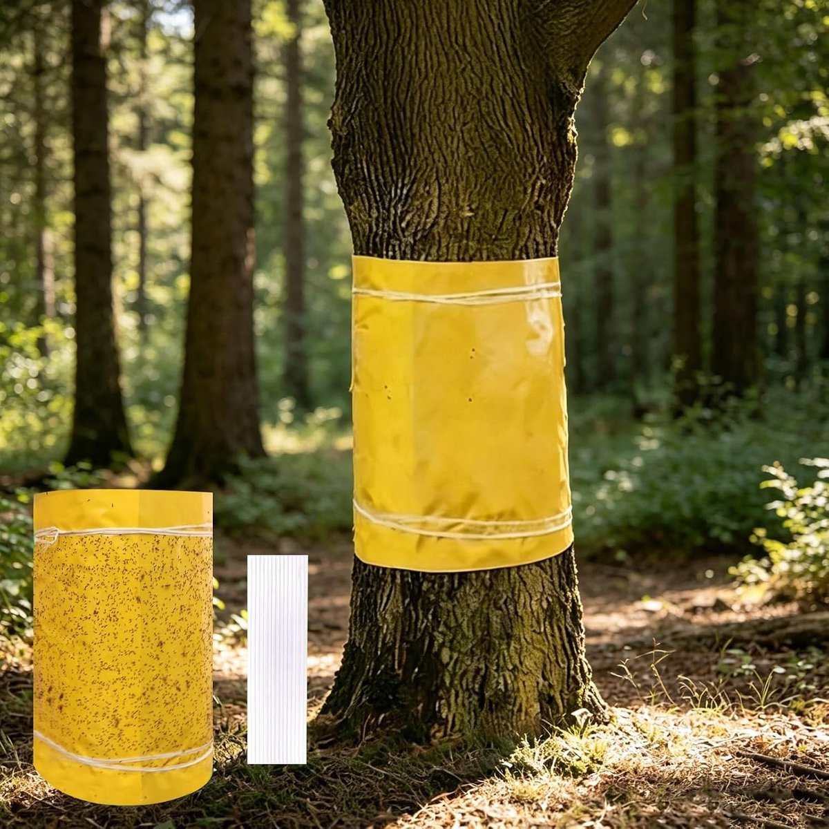 Effectieve Gele Plakringen voor de Bestrijding van Fungus Gnats en Fruitvliegjes - Bescherming voor Boomstammen en Fruitbomen tegen Ongedierte