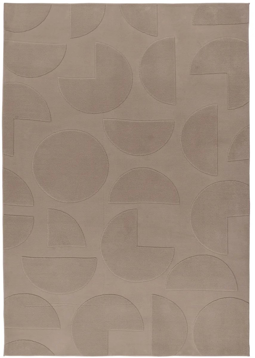 Dutch XXL Japandi Vloerkleed | Tapijt | Focus | Geometrisch | Taupe | 160x230 cm