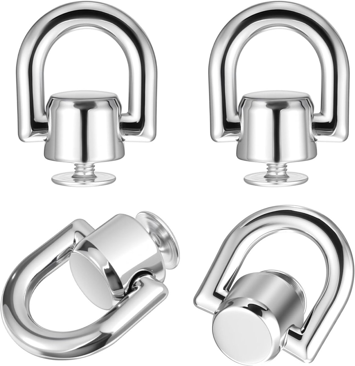 4 Stuks Rotating D Ring Conversiekit voor Handtassen, Riemen en Telefoontasjes - Inclusief D-Ring Rivets en Ball Bolts voor Creatief Ambacht
