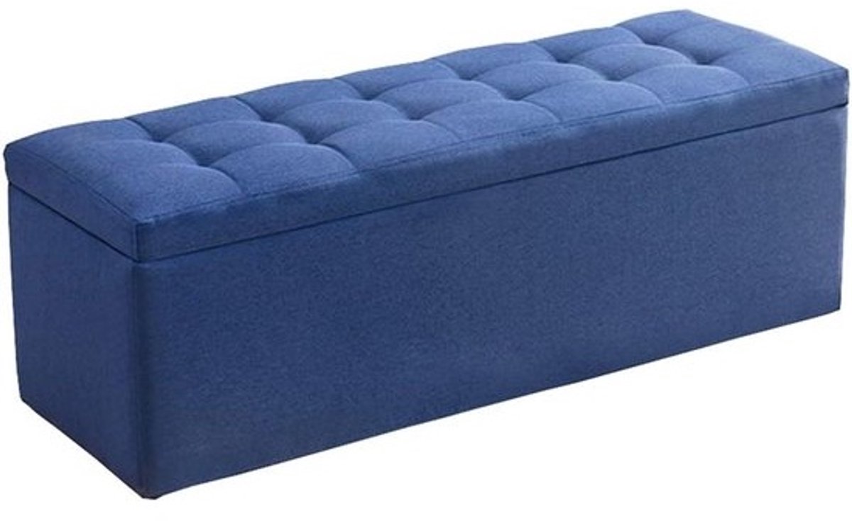 Opvouwbare Opberger Poef - Schoenenbank Ottoman - Extra Zitplaats Creëren - Gestoffeerde Zitting - 60x40x40cm - Blauw