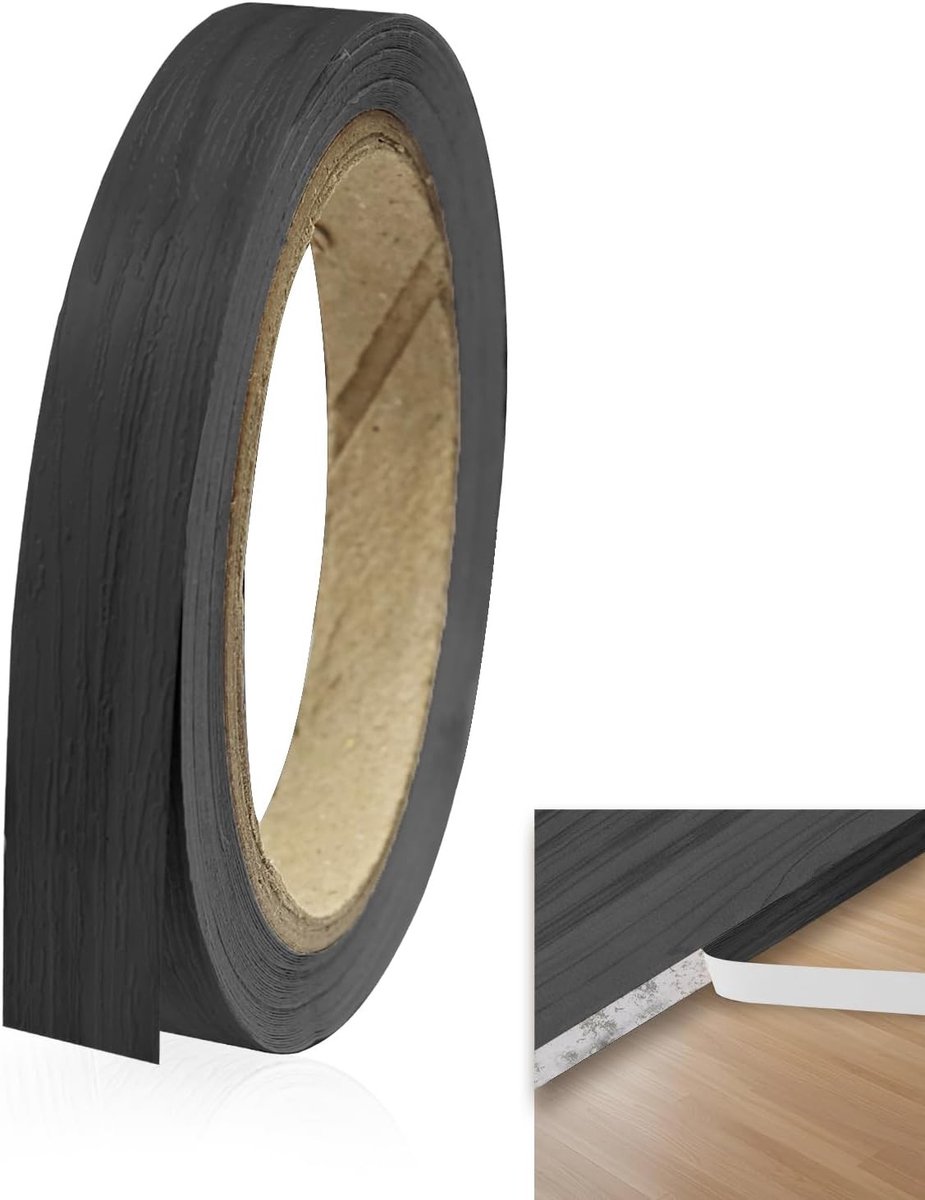 Randband Houtlook 10m x 2cm, PVC Kantafwerking voor Keukenblad en Meubels, Duurzaam en Glad Oppervlak, Zwart en Eenvoudige Montage