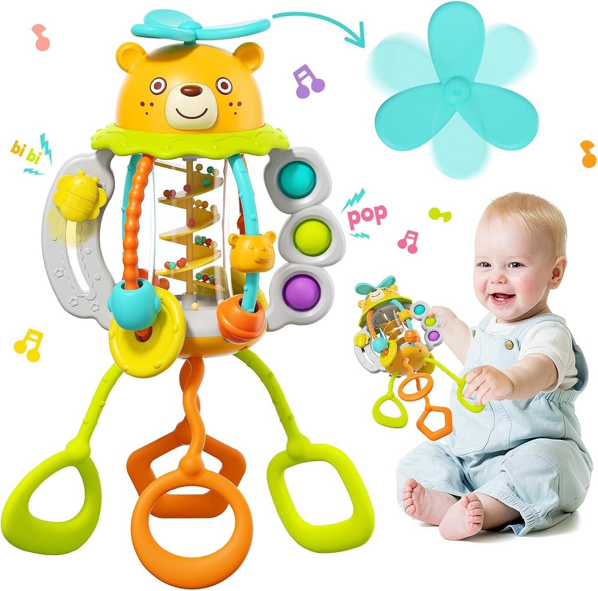 casalora - Montessori Speelgoed - Educatief Babyspeelgoed - Baby Speelgoed Vanaf 6 Maanden - Sensorisch speelgoed - Met activiteiten zoals bubbels laten knappen, kralen laten draaien, trekken - Bevorder vroege ontwikkeling en activiteiten