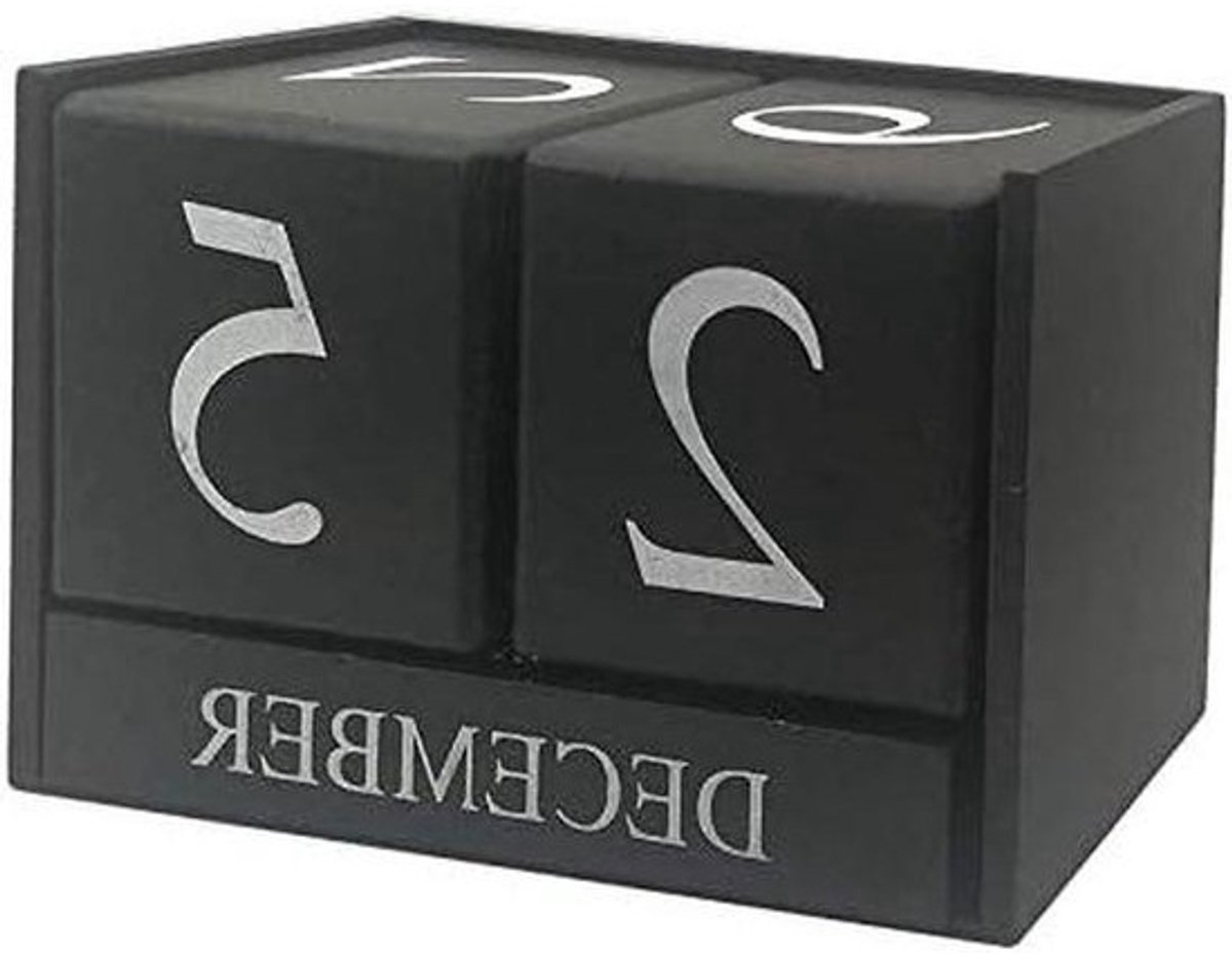 Houten Kalender - Bureau Kalender - Dagelijkse Planning - Eeuwigdurende Kalender - 11x6x7.5 cm - Zwart Wit