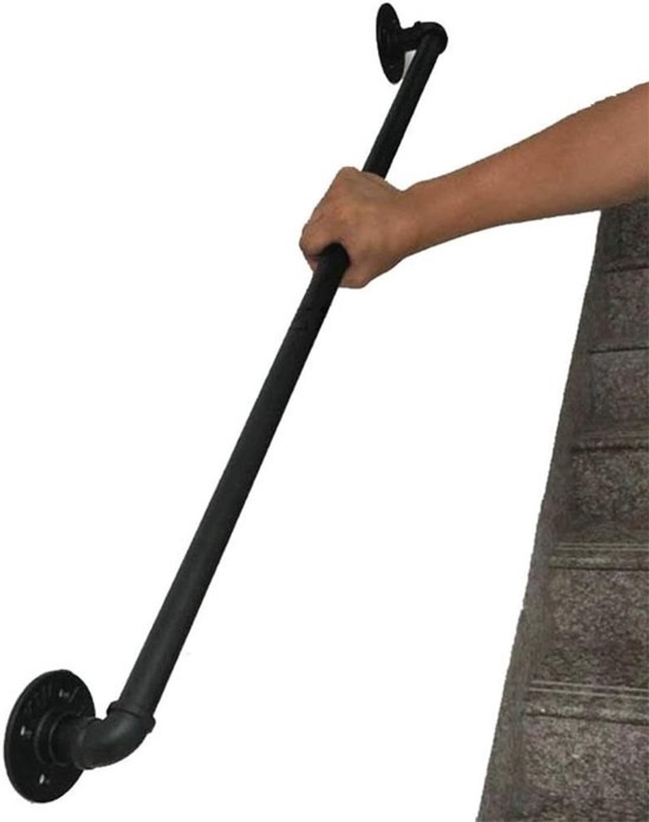 Trapleuning Kit - Traphekje Reling - Veiligheid Trap - Smeedijzer Stevig - 30-600cm - Mat Zwart