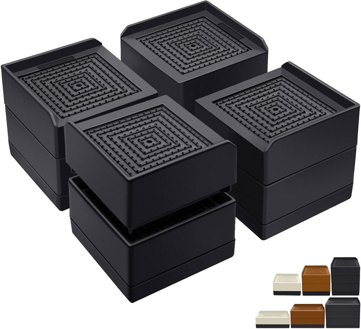 Meubelverhogers - Stapelbare Verhogers voor Bed, Tafel, Bank - Zwaar Uitgevoerd - 7,8x7,8 cm - Hoogte 7,5 cm - Zwart - 4 stuks