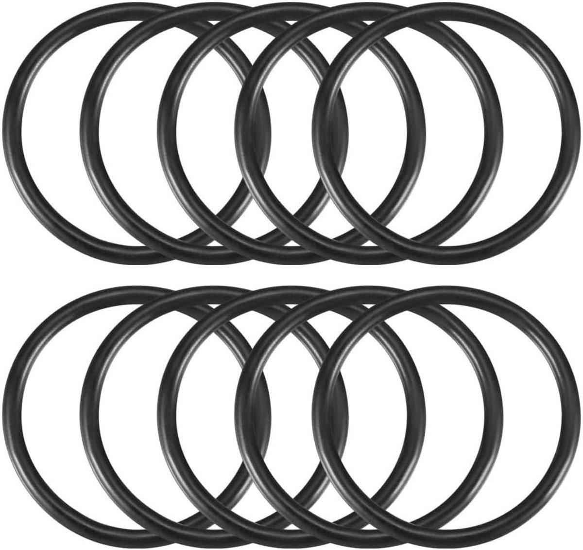 Zwarte rubberen O-ringen, buitendiameter 55 mm, binnendiameter 45 mm, draaddiameter 5 mm, flexibel en duurzaam, ideaal voor afdichting en bevestiging.