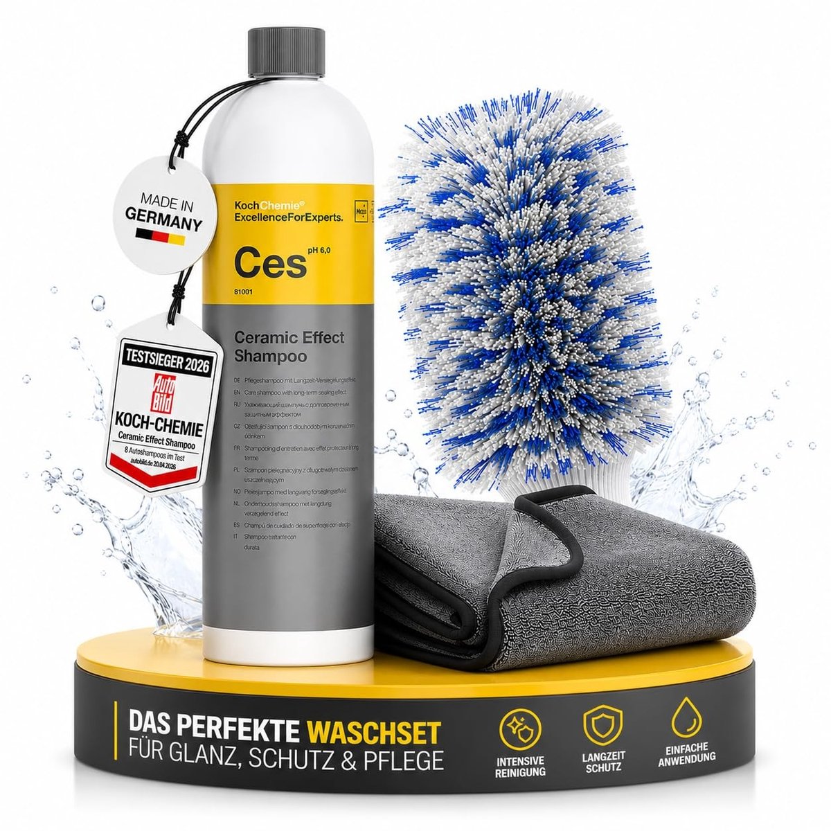 Ceramic Effect Shampoo 1L met washandje en droogdoek voor keramische bescherming