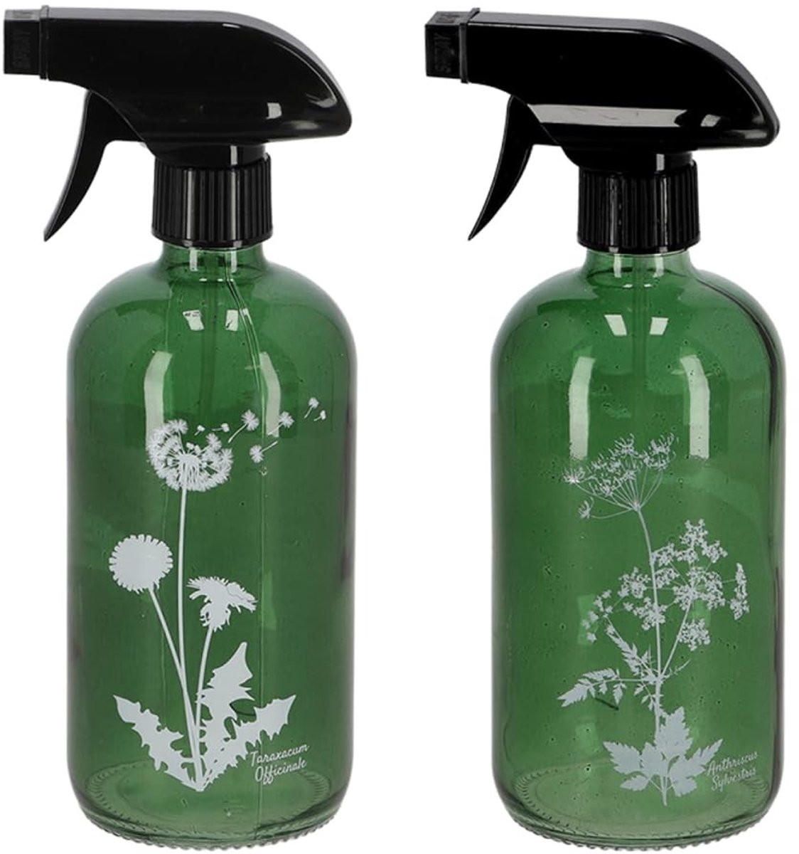 Set van 2 Glazen Spuitflessen - 0,5 Liter - Groen of Bruin