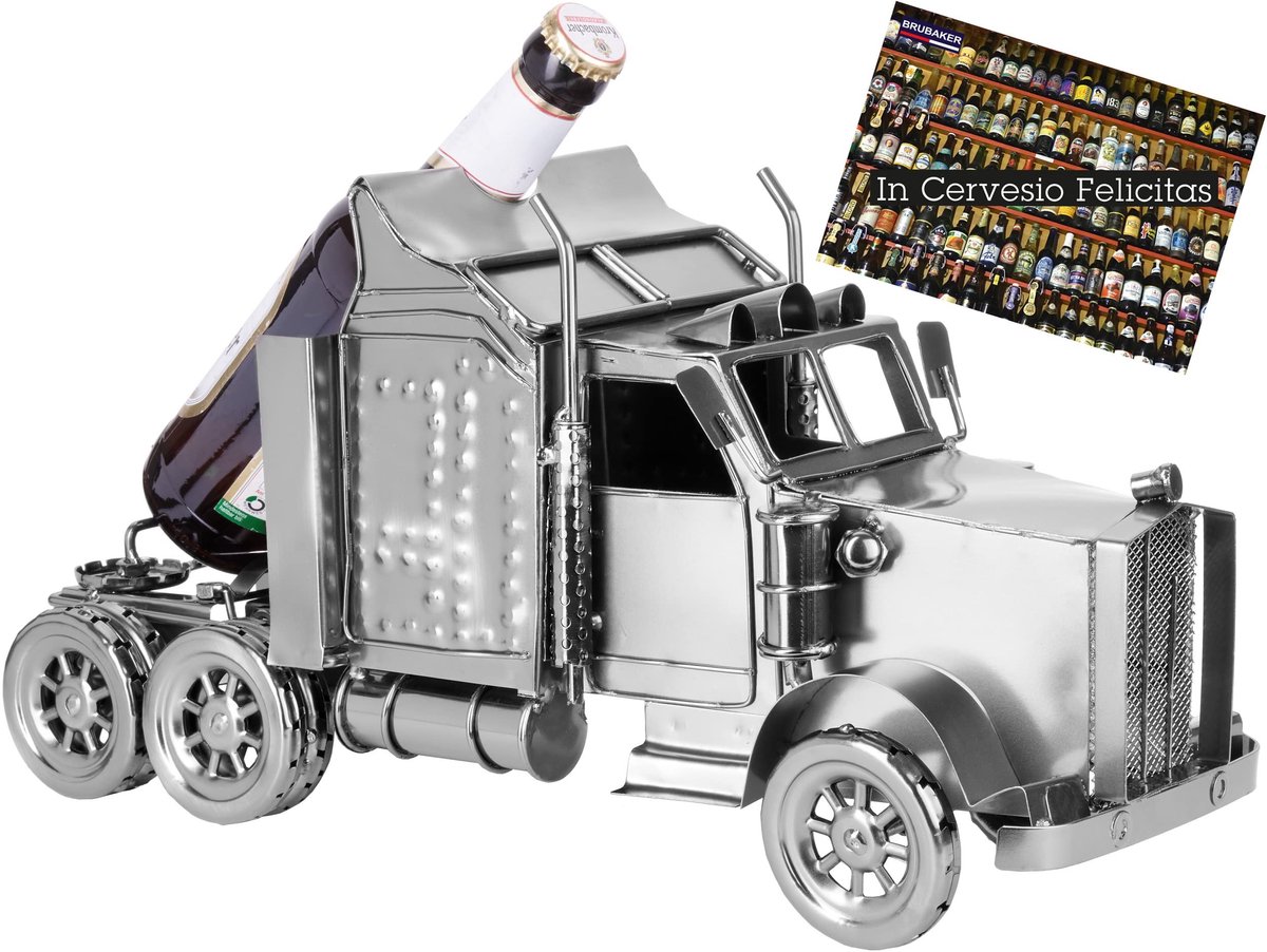 Truck Bottle Holder - Metalen Sculptuur XXL met Wenskaart