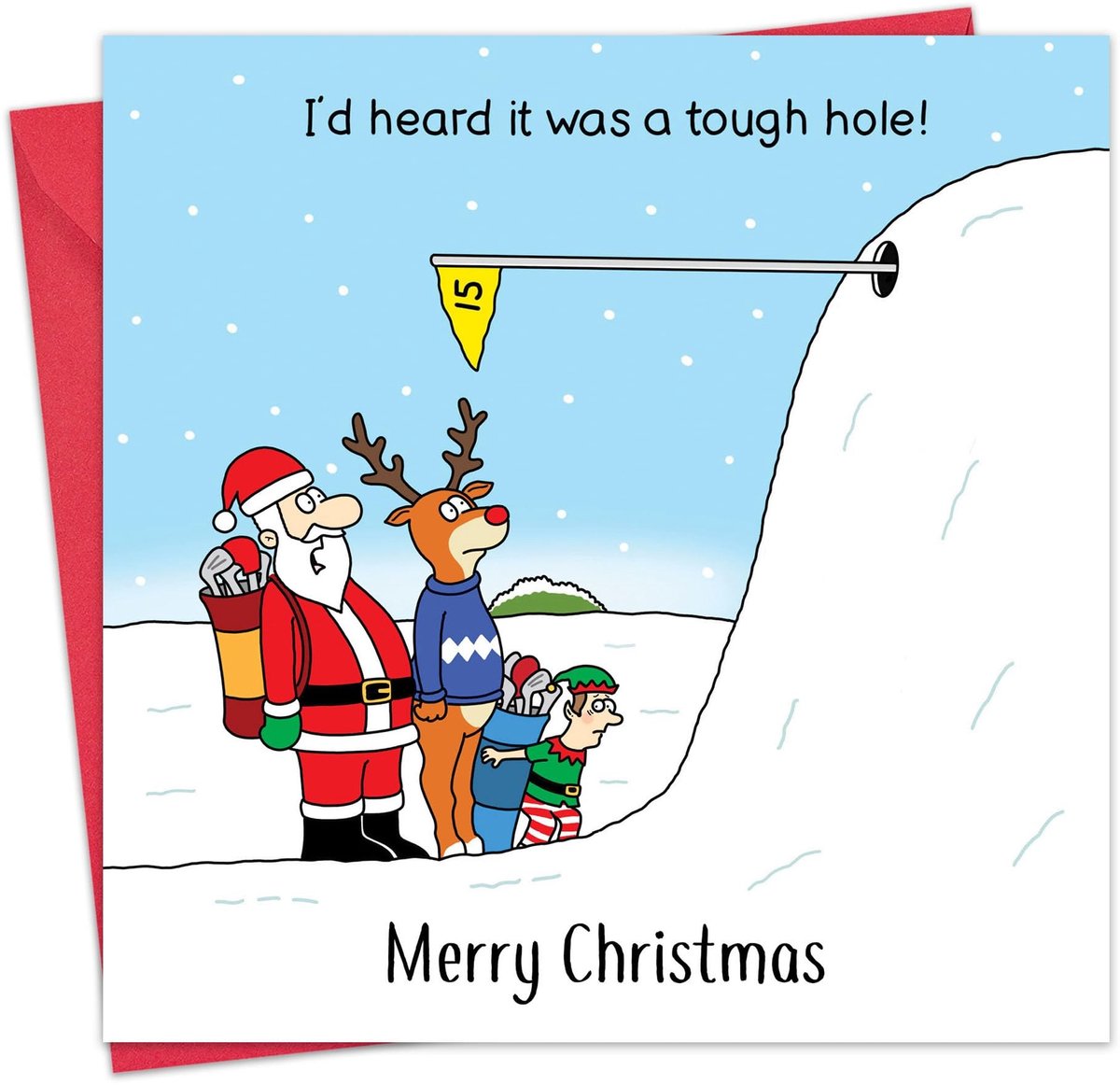 Golf Kerstkaart - Humoristisch Ontwerp - 15,5 cm