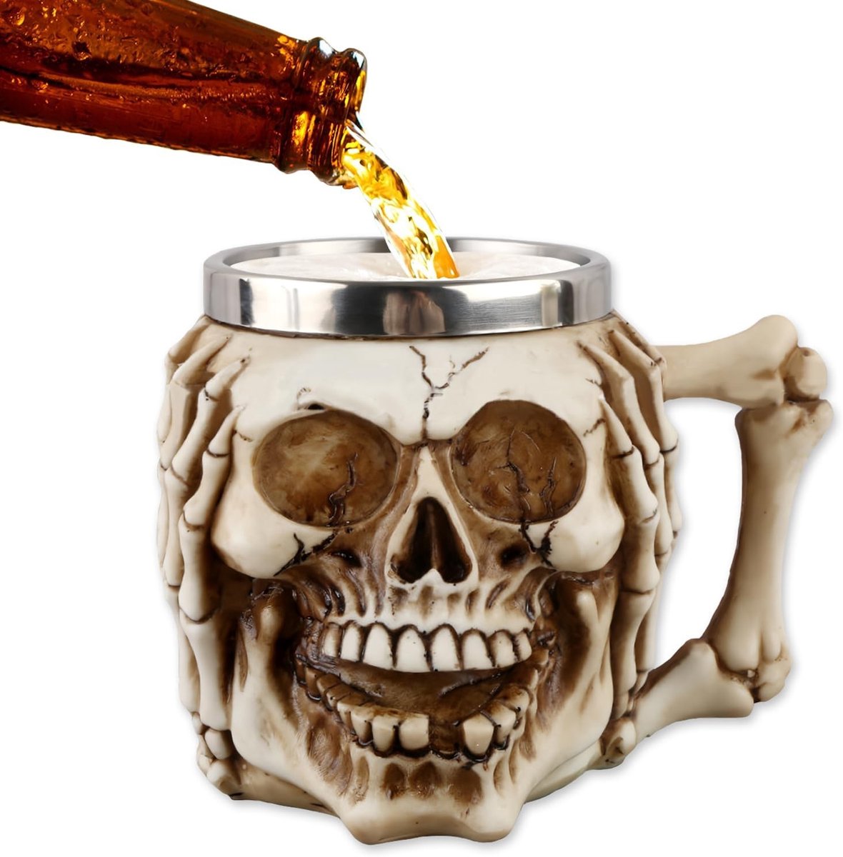 RVS Middeleeuwse Bierbeker, Diverse Stijlen met Doodshoofd, Perfect voor Bier, Dranken en Koffie voor Mannen en Vrouwen