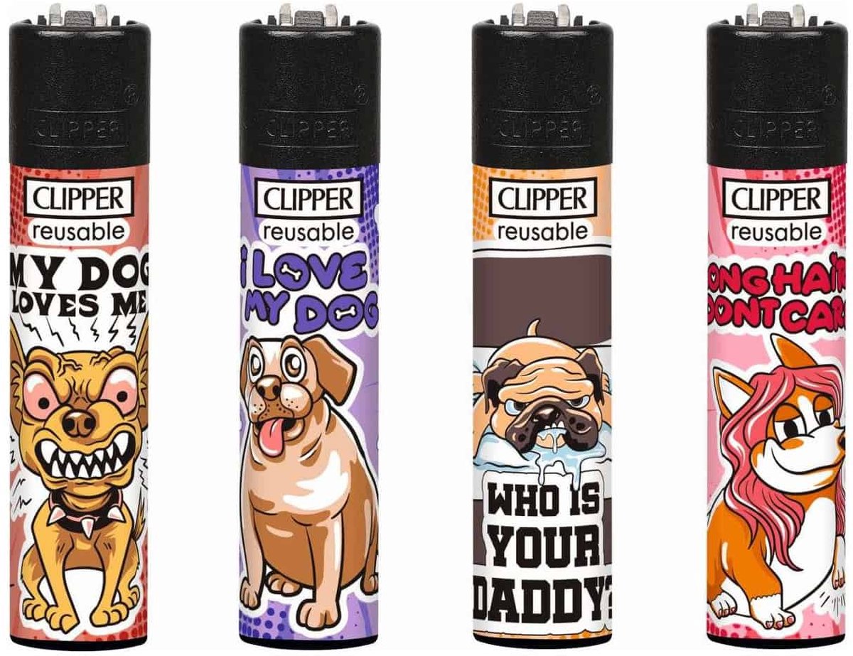 Clipper Classic Large Aanstekers "Doglove" (4 Stuks)