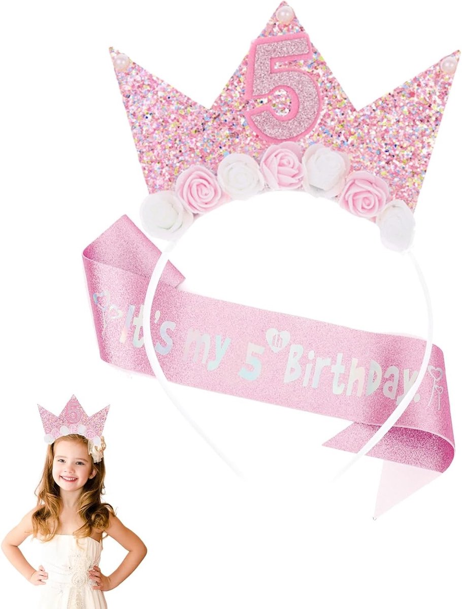 Verjaardagskroon voor Meisjes, Feestelijke Kroon, Verjaardagsaccessoires en Versieringen