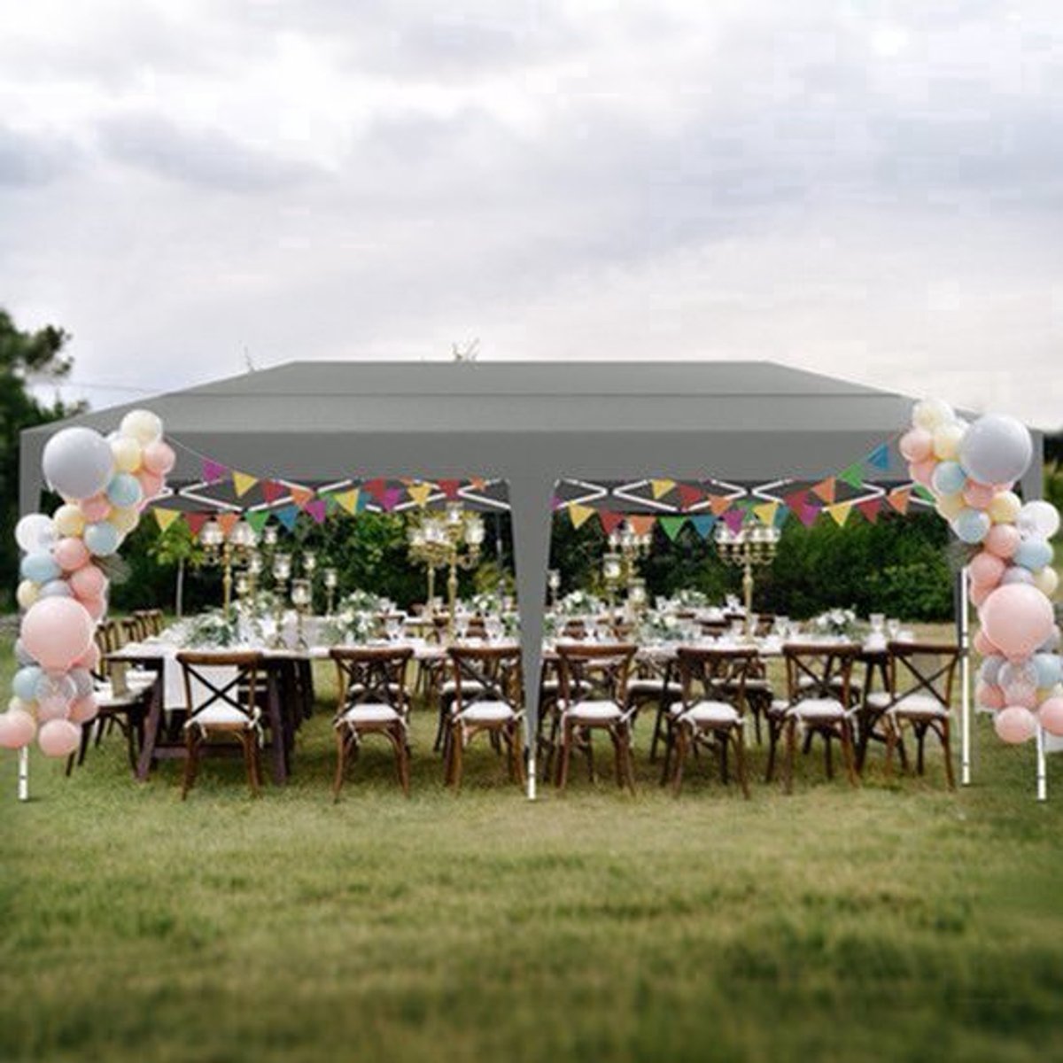 Partytent – Paviljoen – Tuintent – Feesttent – Opvouwbare Tent – 3x6m – Waterdicht Oxford Polyester – Stabiel Gecoat Stalen Frame