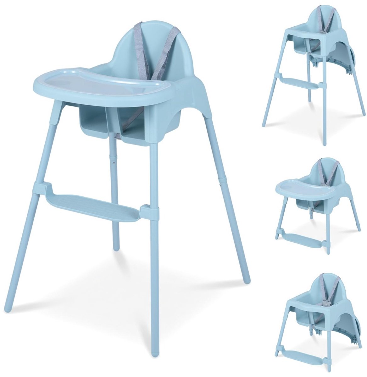 SureDeal® - Hoge kinderstoel - Converteerbaar - Hoogtes Afneembaar Dubbel - Kinderen Maanden - 65x58x90,5 cm - Blauw