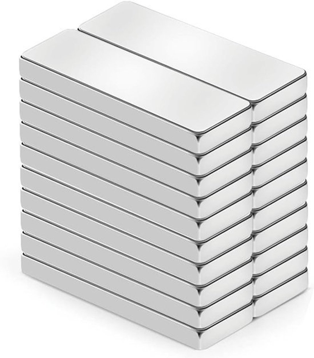 Extra sterke neodymium magneten - geschikt voor prikbord en whiteboard - 20 stuks - 30 x 10 x 3 mm