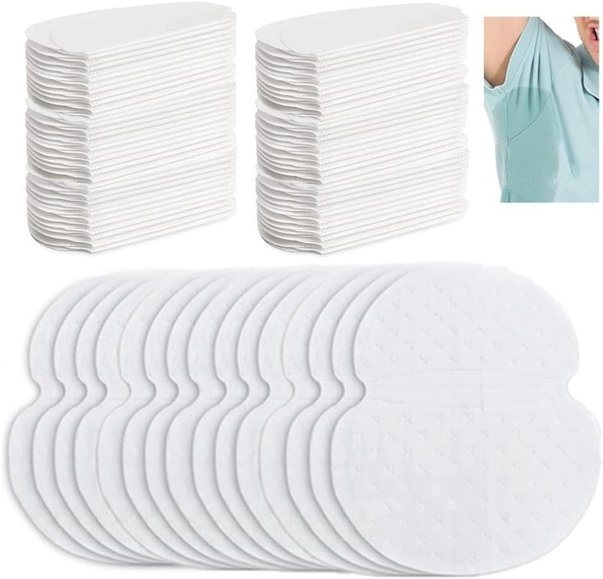 120 Stuks Onderarm Pads, Zweetabsorberende Katoenen Pads, Zelfklevende en Onzichtbare Zweetbescherming voor Mannen en Vrouwen