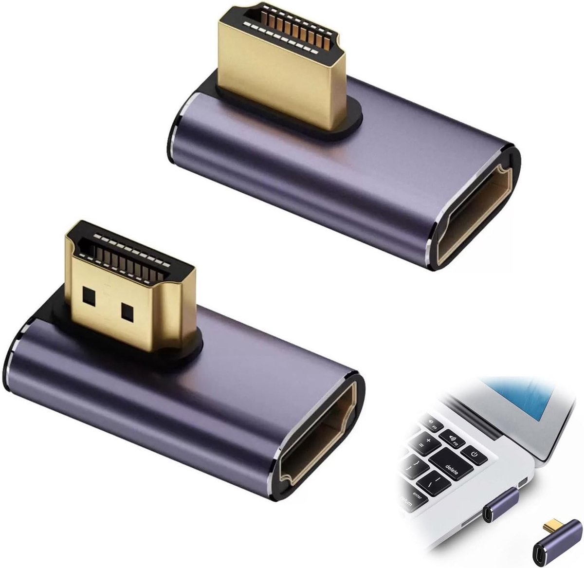 HDMI Adapter 90 Graden, Verticale 8K Converter voor Hoge Snelheid, Plug en Socket voor TV en Monitor