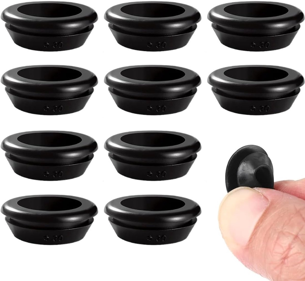 Set van 10 Rubberen Schijven van 25 x 30 mm voor Draadbescherming en Isolatie, Perfect voor Diverse Toepassingen