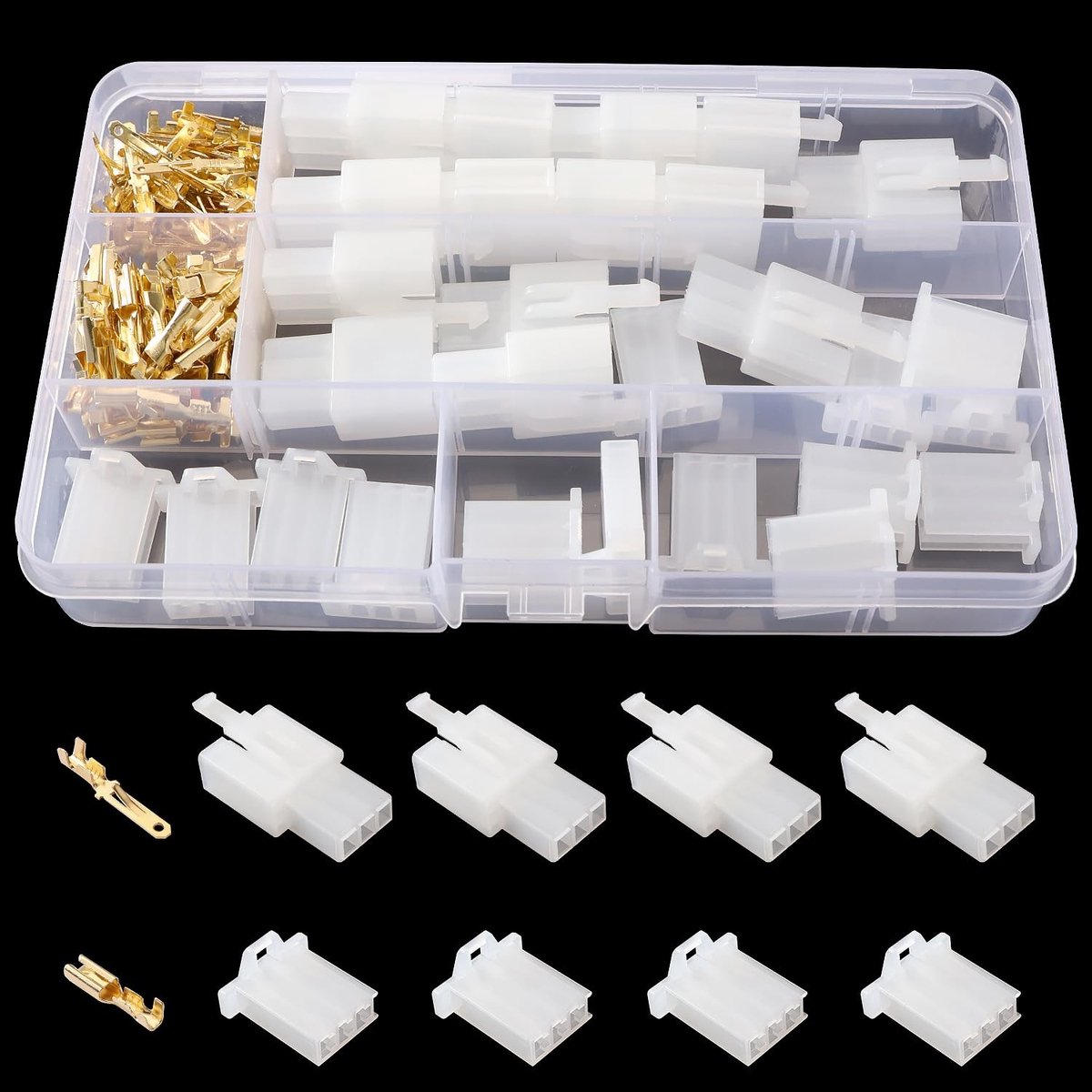 Complete Set van 120 Stuks 2.8mm 3-Pins Elektrische Draad Terminals, Stekkers en Krimpverbindingen voor Motoren, Auto's en Boten