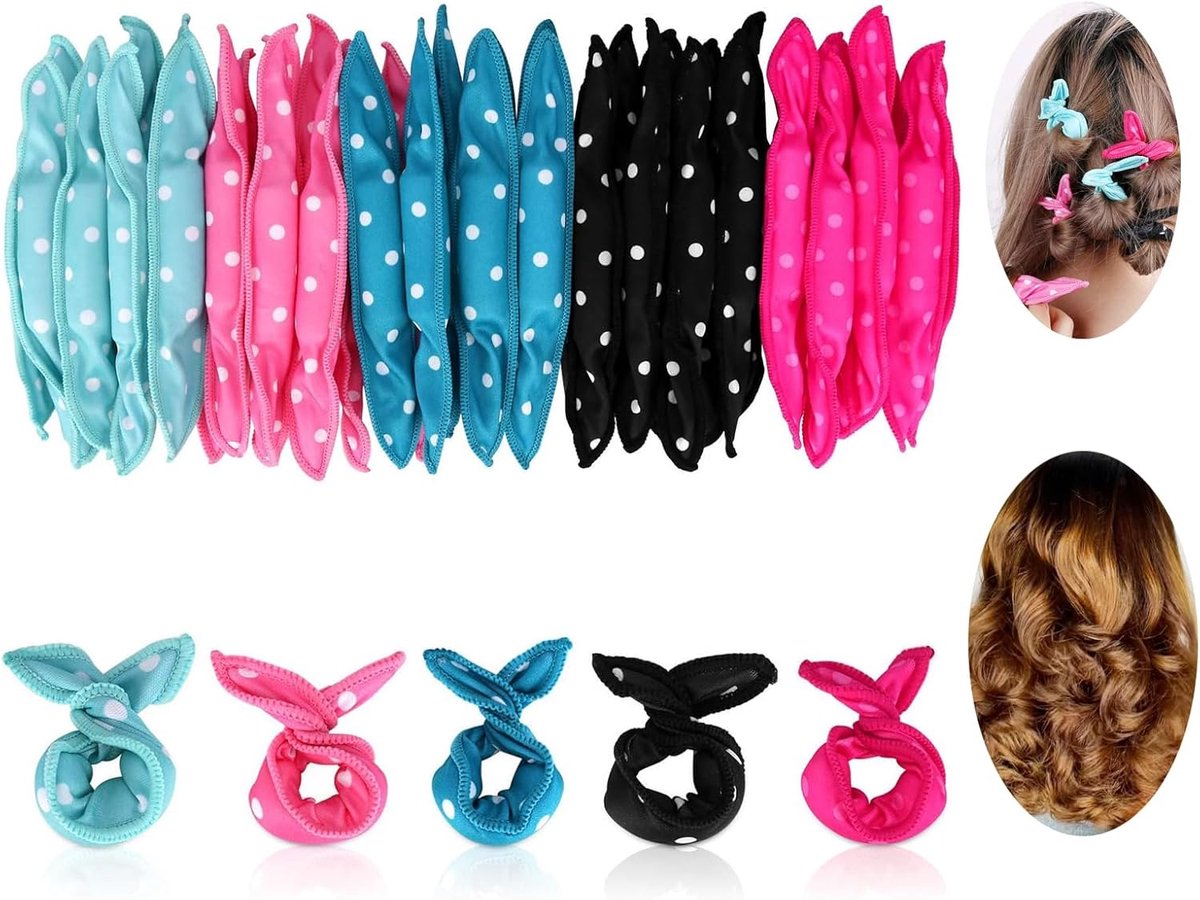 Thijox - Magische Schuimspons Krulspelden 40 Stuks - Flexibele Haarrollers in 5 Kleuren - Warmtevrij Haarstyling - Comfortabel Slaapgereedschap voor D