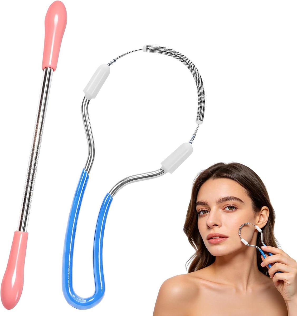 Thijox - Set van 2 Gezichtsepilators, Draagbare Handmatige Veerbelaste Epilator voor Vrouwen, Pijnloze Gezichtshaarverwijdering voor Voorhoofd, Wangen