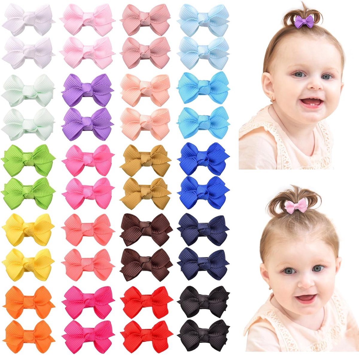Thijox - 40 Stukken Haaraccessoires voor Meisjes - 3 cm Haarclips en Strikken - Kleurrijke Haarspelden voor Kinderen, Peuters en Baby's - Ideaal voor