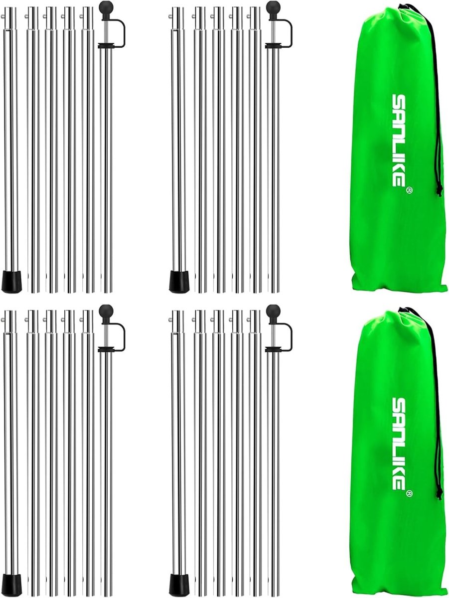 Telescopische Tentstokken voor Tent en Luifel, Vouwbare RVS Poles, Ideaal voor Camping en Bescherming tegen Regen, Set van 2 (240 cm)