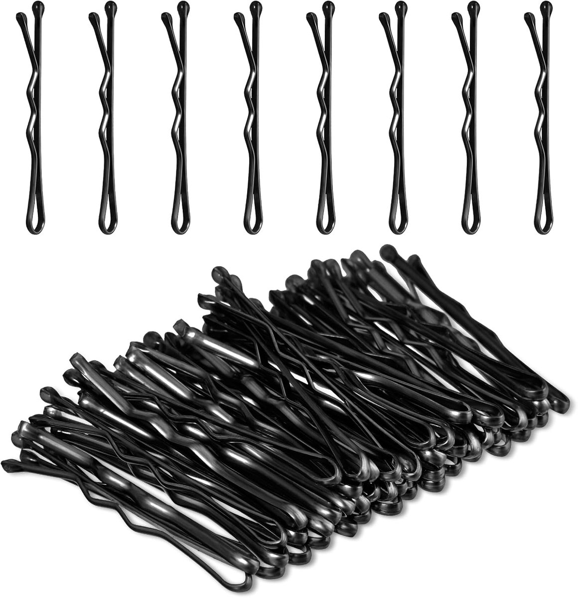Thijox - Mini Bobby Pins 50 stuks - 3,48 cm Kleine Golvende Haarspelden voor Vrouwen, Meisjes en Kinderen - Zwart - Ideaal voor Buns, Lang, Recht en K