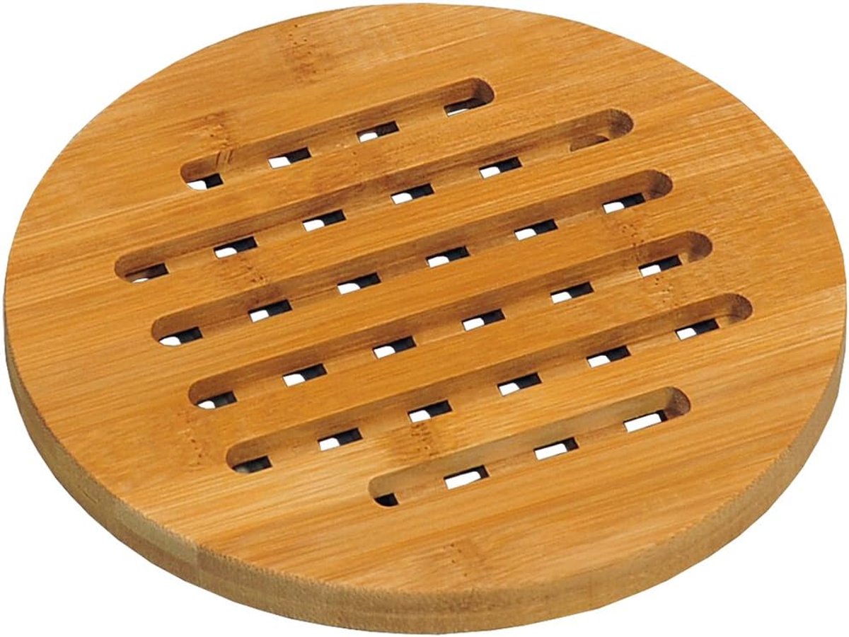 SnelShoppen - Onderzetter van Bamboe 19 cm Bruin - Duurzaam, Stijlvol, Multifunctioneel - Ideaal voor Keuken, Feest, Tuin & Camping