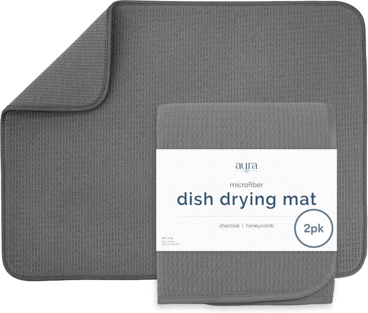 Thijox - Set van 2 XL Serviesdroogmatten 45,7 x 61 cm - Absorberende Microvezel Mat voor Keuken - Ideaal voor Servies, Potten en Pannen - Extra Groot