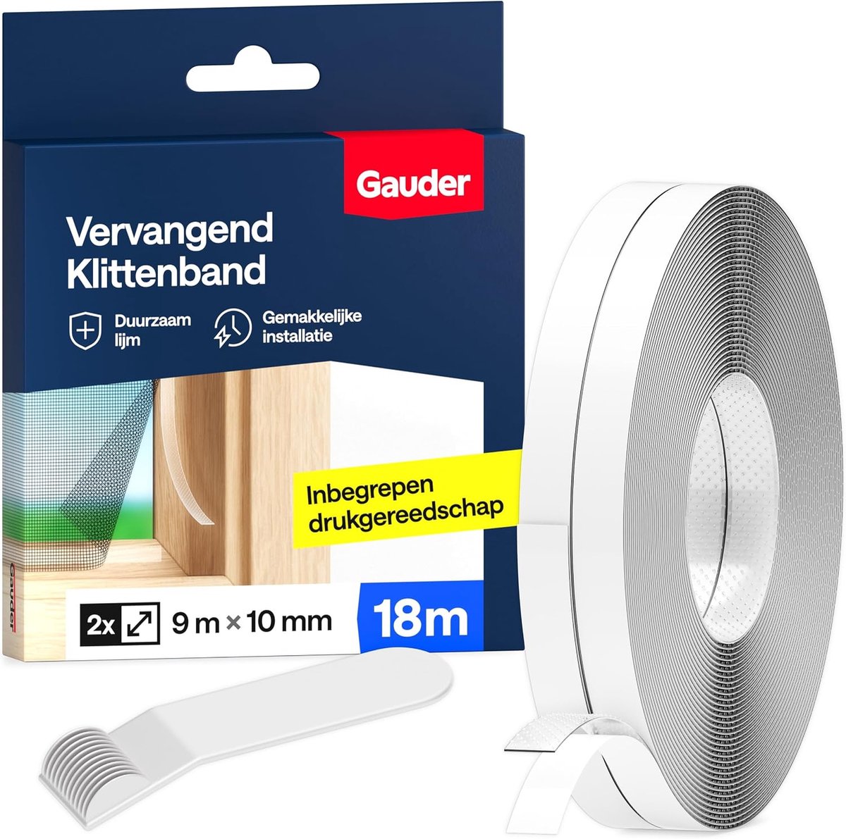 Thijox - Zelfklevende Klittenband voor Horren - Sterke Bevestigingstape 18m voor Raamhor, Transparante Kleefband voor Insectengaas en Vliegengaas van