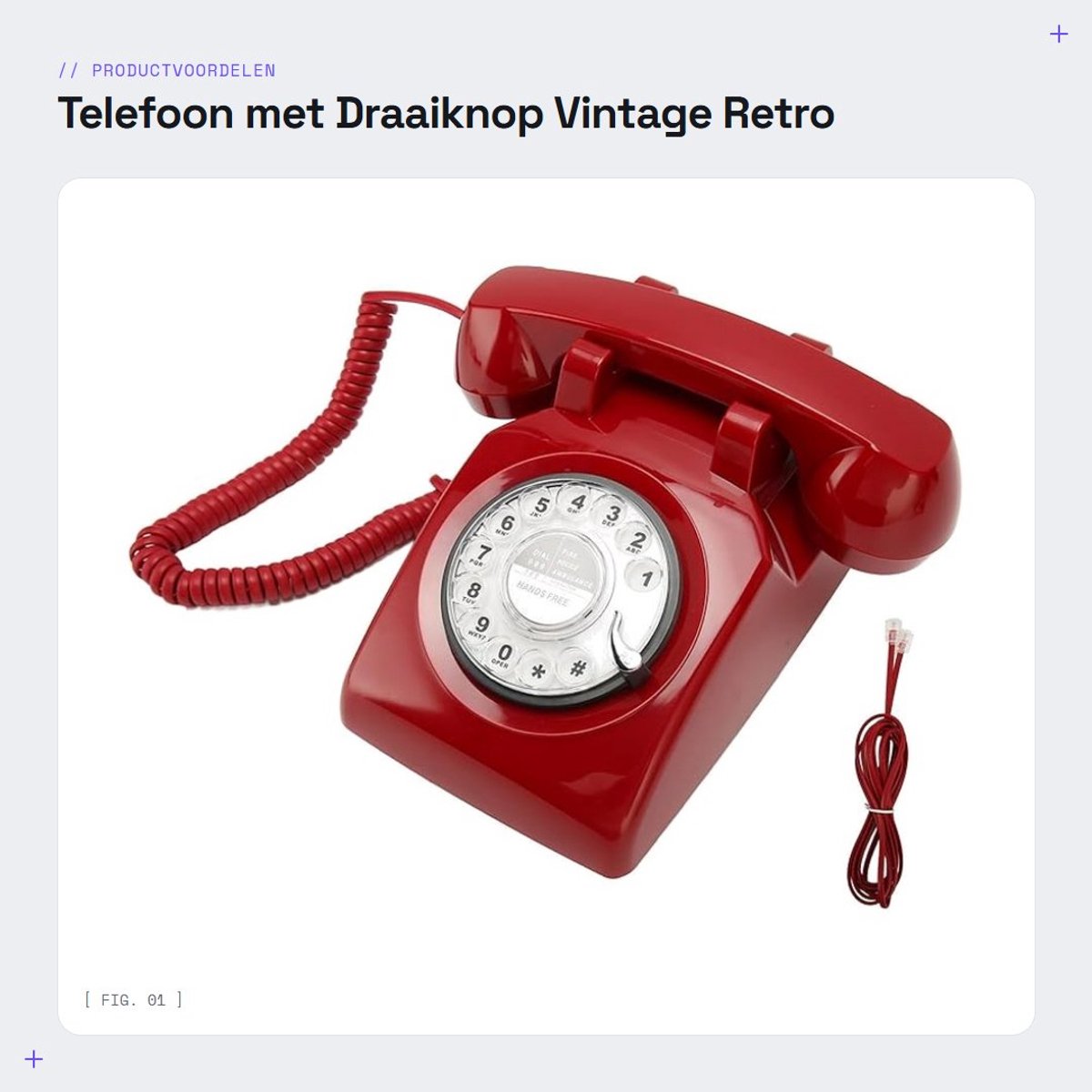 Inovra- Telefoon Antieke Vintage Vaste Telefoon - Draaiknop - Mechanisch Belsignaal - Nummerherkenning - Handsfree - Retro Ontwerp Rood