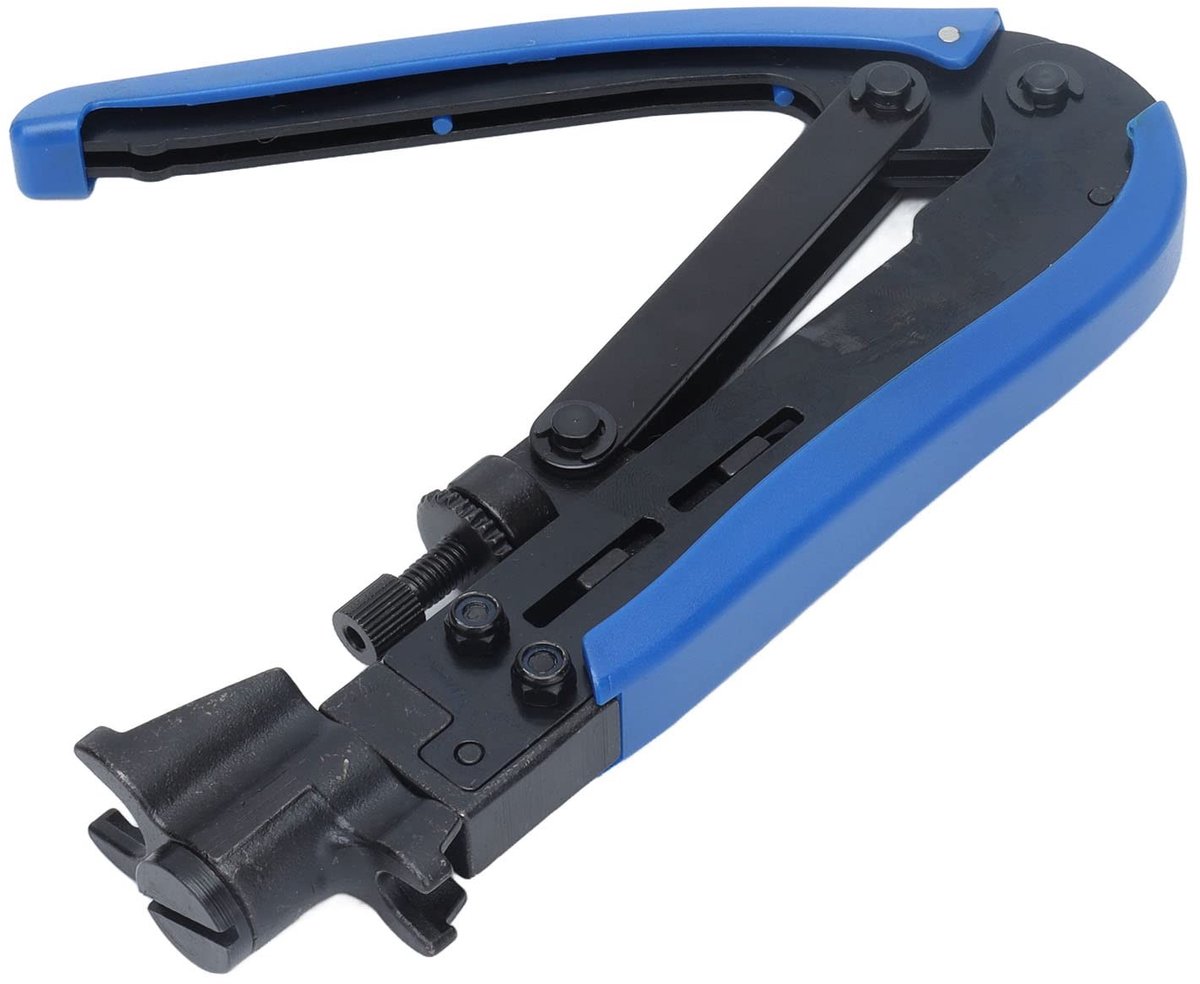 Inovra- Compressietang Verstelbaar - F-connector - Kabelstekkerpers - Staal - Ergonomische Grip - Duurzaam Materiaal - Krimptang