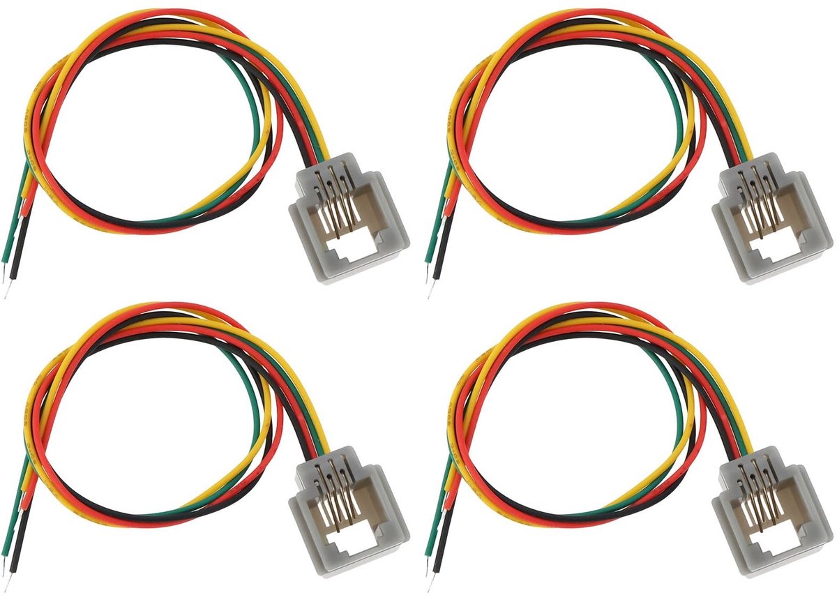 Dailygoods- Telefoonkabel 20 cm - 4x 6P4C RJ11/RJ12 - Compatibel met telefoons/faxapparaten - Korte afstandsverbinding - Geschikt voor intercom/deurbel