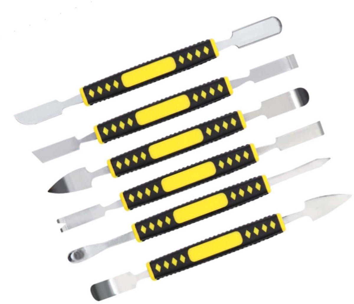 Dailygoods - Metalen Koevoet 6-delige Set - Compacte Structuur - 15 cm - Reparatieset voor Elektronica - Voor Telefoons en Computers