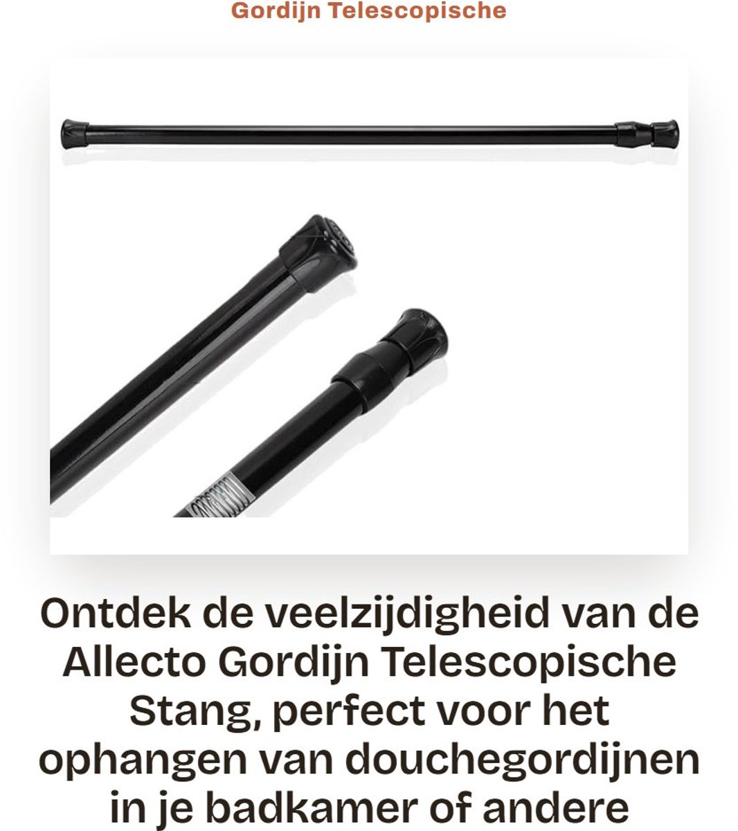 Dailygoods- Douchestang Verstelbaar 25-40cm - Douchestang zonder Boren - Gordijnstang - Douchegordijnstang - Klemstang - Ideaal voor Badkamer